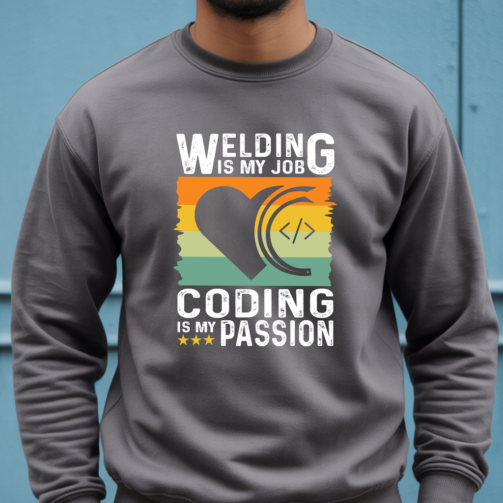 Coder Heart Crewneck Sweatshirt — Tech Humor Graphic Sweatshirt for Programmers