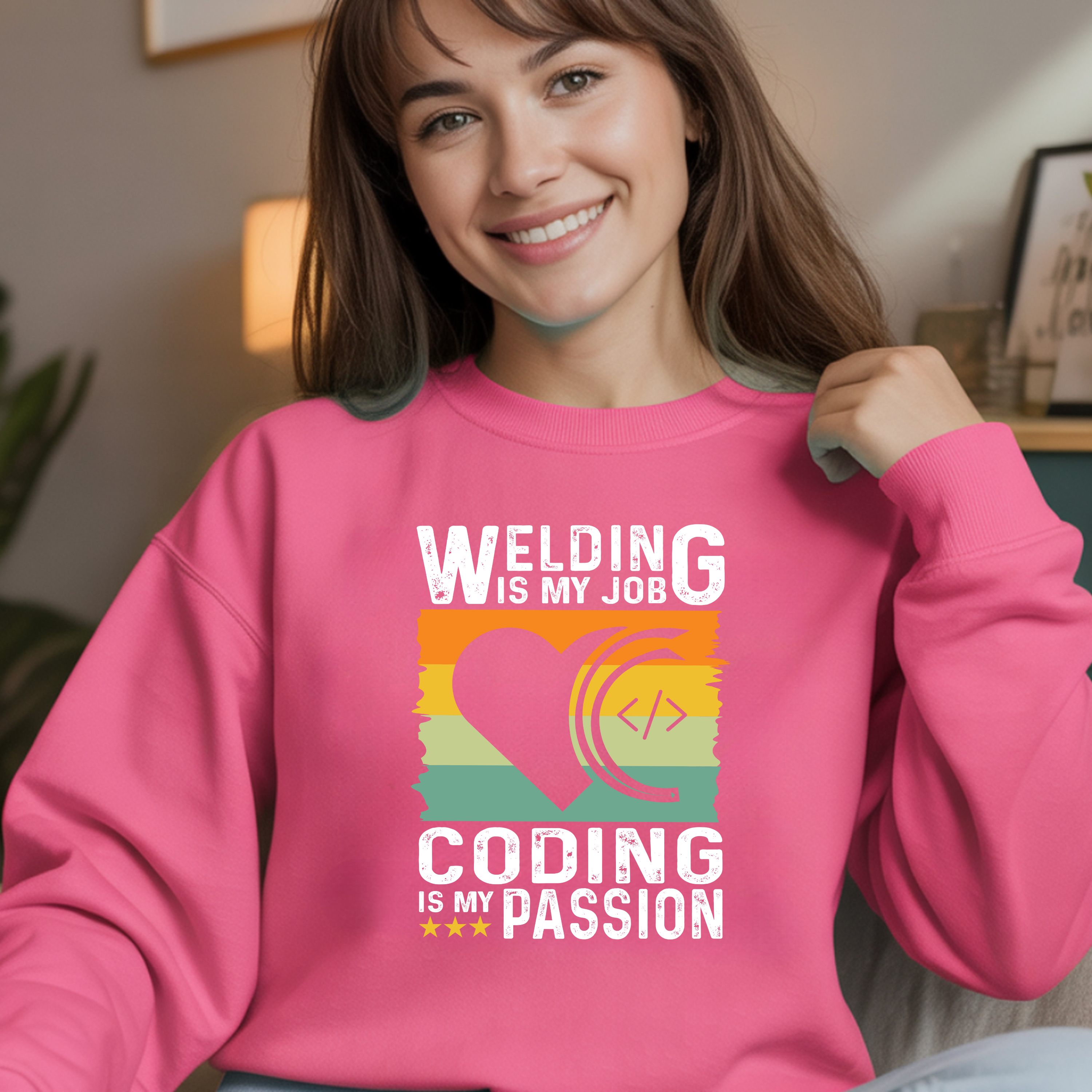 Coder Heart Crewneck Sweatshirt — Tech Humor Graphic Sweatshirt for Programmers