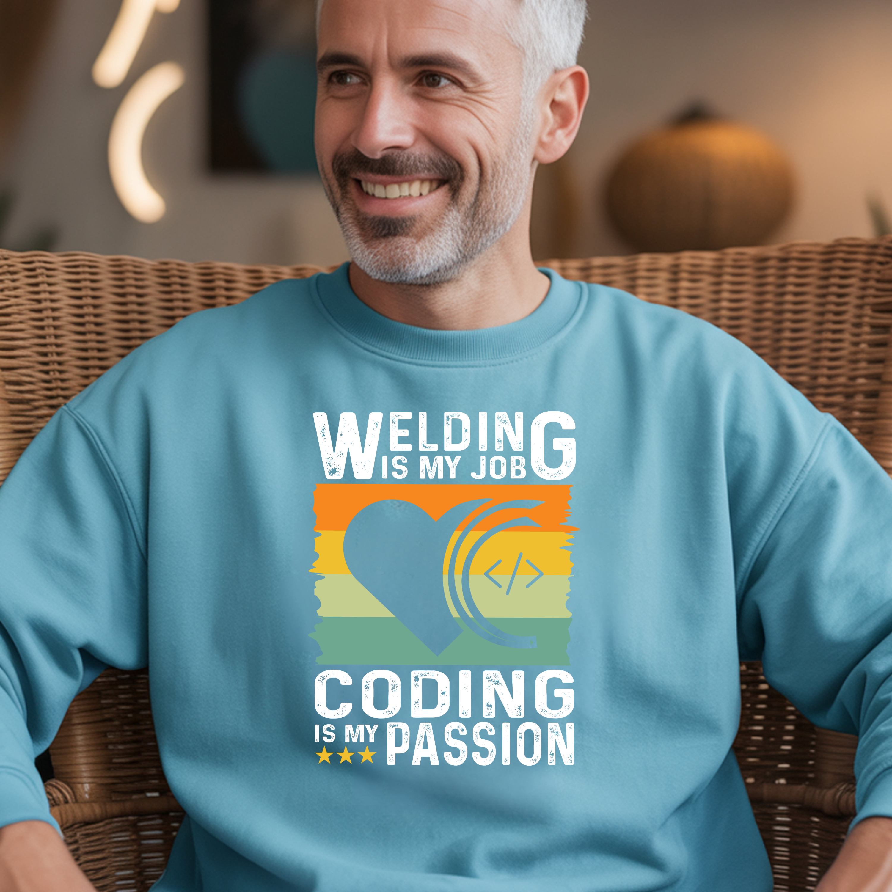 Coder Heart Crewneck Sweatshirt — Tech Humor Graphic Sweatshirt for Programmers