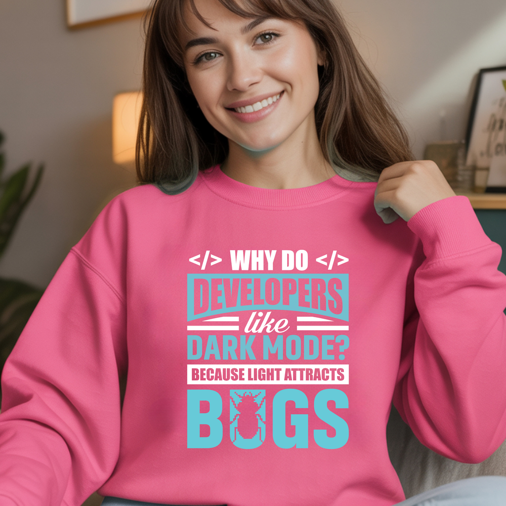 Developers Dark Mode? Bugs Sweatshirt — Funny Programmer Crewneck