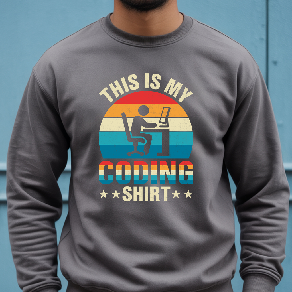 Coding Sweatshirt - "This Is My Coding Shirt" Retro Programmer Crewneck